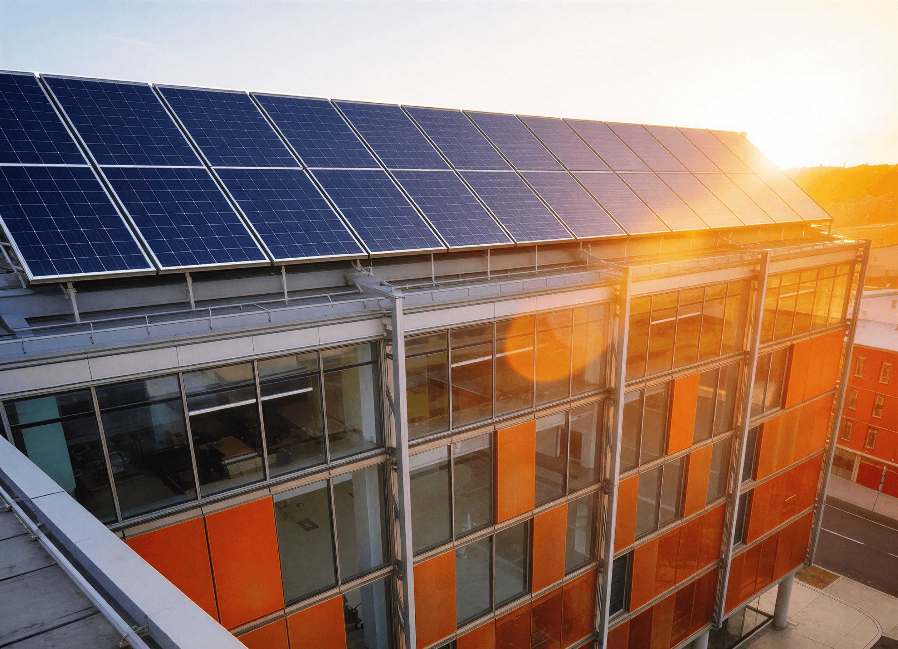 Commercial solar PV installation on a rooftop